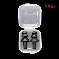 5 Pairs Earplugs for Sleeping Noise Reducing Ear Plugs Silicone Ear Plugs Noise Cancelling Plugs for Swimming Waterproof Black