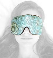 Weighted Sleep Eye Mask Pillow Handmade by Candi Andi - Adjustable Strap - Travel - Flax Seed Filled - Unscented or Lavender Scented - Satin Brocade and Crushed Velvet - Blue Lagoon - TEMF-BL