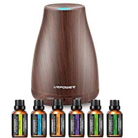 URPOWER Classical Essential Oil Diffuser with 6 Bottles 100% Pure Essential Oils, Gift Set Aroma Cool Mist Humidifier with 7 Color LED Lights Changing for Home, Office, Aromatherapy