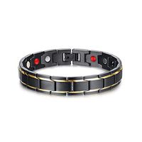Tezoo 2019 Therapeutic Energy Healing Copper Health Magnetic Bracelets (Black)
