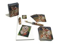 Love My Dog Gift Set! - 4 Piece Bundle- One Custom Fine Art Writing Pen, One Matching Magnetic List Pad, One Matching Decorative Magnet, One Matching Deck Playing Cards (Lhasa Apso)