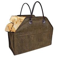 Firewood Bag,Lanyun Heavy Duty Wax Canvas Log Carrier Tote,Large Fire Wood Bag,Durable Firewood Holder,Fireplace Wood Stove Accessories Storage Bag for Fire Pit for Camping Indoor Firewood Logs