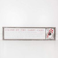 37" X 9" X 1.5" Wood Framed Sign (Legend Of The Candy Cane.), Gray/Red – 70490