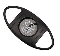 Personalized Visol Getty Matte Black Double Guillotine Cigar Cutter with Free Laser Engraving ([A] Vine Monogram)