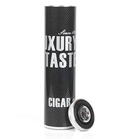 Carbon Fiber Wrapped Aluminium Metal Cigar Case Box Tube Humidor with Hygrometer for 3 Cigars (Black)