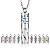RoyAroma Aromatherapy Essential Oil Necklace Cylindrical Stainless Steel Pendant Fashion Design Come with 10PCS Felt Bar