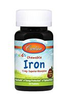 Carlson - Kid's Chewable Iron, 15 mg, Superior Absorption, Blood Health, Energy Production & Optimal Wellness, Natural Strawberry Flavor, 30 Tablets