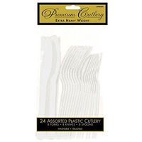Premium Heavy Weight Assorted Cutlery | Clear | Pack of 24 | Party Supply