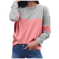 Women's Long Sleeve Crewneck Blouse,Ladies Loose Casual Patchwork Sweatshirt Tops T Shirt