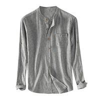 Shirt for Men, Basic Mens Cotton Long Sleeve V-Neck T-Shirt Comfortable Casual Tops Tees Dark Gray