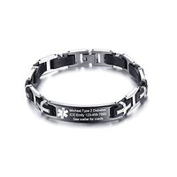 VNOX Free Engraving Stainless Steel Medical Alert ID Silicone Chain Link Bracelet for Men,8.7"
