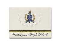 Signature Announcements Washington High School (South Bend, IN) Graduation Announcements, Presidential style, Elite package of 25 with Gold & Blue Metallic Foil seal