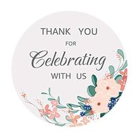 OPG Floral Garden Party Wedding Collection Adhesive Stickers,Decorative Stickers for Party Supplies,Thank You for Celebrating with Us,100-Pack 2"(White Round)