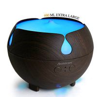 Aromacare Large Essential Oil Aroma Diffuser 600ML, Aromatherapy Cool Mist Humidifier, Ultra Quiet- Globe- Wood Grain- Filter Free-Last Overnight