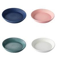 Bjzxz Porcelain Plate Set Round Ceramic Plate Soup Plate Dish Microwave Oven Porcelain Plate Gift 8 Pack