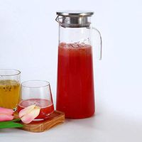 AUNMAS Juice Jug 1.2L Acrylic Transparent Juice Bottle Cold Water Pitcher Jug Easy to Clean for Bar Home Use (Stainless Steel)