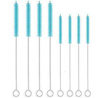 ALINK 8-Pack Extra Wide Straw Cleaning Brush Kit, 4-pcs 9" x 12 mm Cleaner for Boba Smoothie Straws, 4-pcs 7.5" x 7 mm Cleaner for Stainless Steel Tumbler Straws - Sky Blue