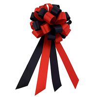 Black and Red Pull Bows - 8" Wide, Set of 6, Wedding Pew Bows, Reception, Anniversary, Valentine's Day, Christmas, Halloween, Birthday, Party Decoration, Fundraiser, School Dance, Gift Basket, Office