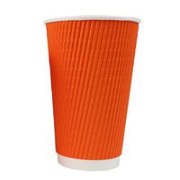 16 oz Colorful Paper Milkshake Cups - Premium Disposable Orange Ripple Cold Drink Cups - Frozen Dessert Supplies - 500 Count