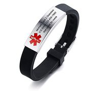 VNOX Free Engraving Stainless Steel Medical Alert Cuff Adjustable Sport Bracelet Wristband for Men Women