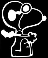 PEANUTS COMICS STRIP SNOOPY FLYING BARON VINYL STICKERS SYMBOL 5.5" DECORATIVE DIE CUT DECAL FOR CARS TABLETS LAPTOPS SKATEBOARD - WHITE