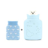 DSWRSD Mini Hot Water Bottle with Super Soft Luxury | Silicone Hot Water Bag | Heat Or Cold Therapy | Random Colour Cover (Color : Blue)