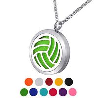 HOUSWEETY Aromatherapy Essential Oil Diffuser Necklace Pendant - Stainless Steel Locket with 24" Chain, 11 Refill Pads(Non-Engraving)