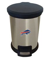 The Furniture Cove New 1.3 Gallon Round Stainless Steel Step Trash Can Waste Basket Featuring Your Choice of a Football Team Logo (Bills)