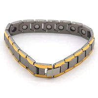 Lucky 2+7 Elegant Men and Women Titanium Magnetic Bracelet Adjustable Titanium Bracelet (Gold)