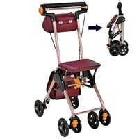 F&T Helping The Elderly Trolley Lightweight and Portable Folding Rollator Walker with 4 Brakes Standard Walkers & Walking Frames