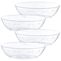 Plasticpro Disposable Oval Serving Bowls, Party Snack or Salad Bowl, 64-Ounce, Plastic Crystal Clear Pack of 8