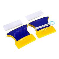 NATRUSS Square-Shape Double-Side Magnetic Glass Cleaner Wiper with 2 Extra Cleaning Cotton for Window
