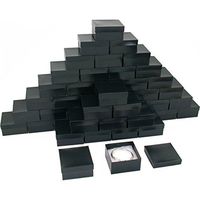 Black Stripe Cotton Filled Jewelry Gift Box 3 3/4"x 3 3/4"x 2" Kit 100 Pcs