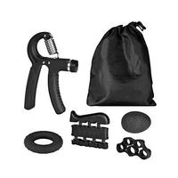 5 Pack Hand Grip Strengthener Workout Kit Forearm Grip Ball Ring Adjustable Resistance Hand Gripper Finger Exerciser Stretcher (Black)