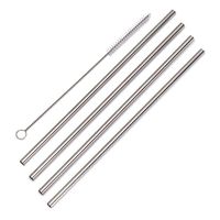 Nicely Neat Stainless Steel Drinking Straw with Cleaning Brush, Set of 4, 8.5 Inches, Straight Shape