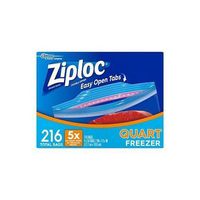 Ziploc Double Zipper Quart Freezer Bags - (•216 bags total)(•Bag Dimensions: 7 in. x 7-11/16 in.)