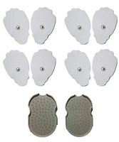 TENS Unit Electrodes Pads - Premium Quality Snap-On Re-Usable White Carbon Electrode Pads Medical Non-Woven Material (Hand Shape) - 4 Pairs (8PCs)