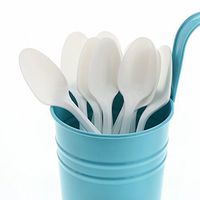 AmerCare Medium Weight Unwrapped and Disposable White Teaspoons, Case of 1000