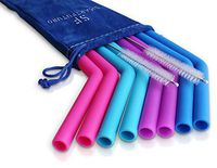 reusable straws silicon straws; Popotes BPA free silicon 8 flexible straws + cleaning 2 brushes; party & everyday supply; straws for kids & adults.