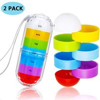 MYJZY Moisture Proof Pill Box 7 Days,Portable Daily Pill Organizer,Weekly Pill Case,Travel Camping Pill Storage Box for Hold Vitamins, Fish Oil Medication,2Pcs