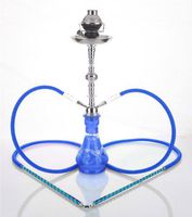 2 hose 23" Arabic Blue Hookah Shisha Nargila water glass vase pipes smoke sale
