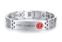 Free Engraving-Stainless Steel Magnetic Therapy Medical Alert ID Bracelets for Men