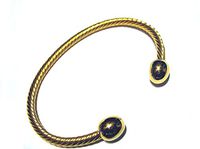 Magnetic Bracelet Two Tone Twisted Rope Ball Design Stretch Adjustable