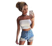 Meikosks Ladies Bandeau Boob Tube Tops Elastic Vest Strapless Breast Wrap Bra Lingerie White