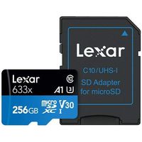 Lexar 256GB High-Performance UHS-I Class 10 U1 633x microSDXC Memory Card with SD Adapter, 95MB/s Read, 20MB/s Write
