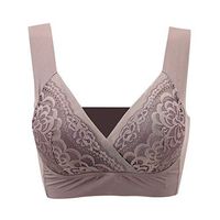 Push Up Bras for Women, Women's Floral Lace Wirefree Solid Bra Soft Cup Everyday Sports Bra Underwear, Plus Size Purple