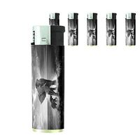 Elephant Art Scene Set of 5 Lighters S42 Electronic Refillable Flame Cigarette Smoking