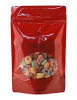 BAP 8 oz Red Window Stand Up Pouch Zip, Valve for Coffee (100 pcs)