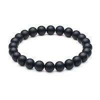 UKER Natural Genuine Semi-Precious Gemstones Healing Black Onyx Beads,8mm Beaded Stretch Bracelet