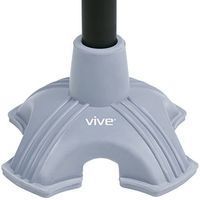 Vive Cane Tip - Quad Rubber Replacement Foot Pad for Walking Canes - Stable Four Point, Self Standing Quadruple Tripod Stand for Cane - Universal 4 Leg Attachment for Walking Stick (Gray)